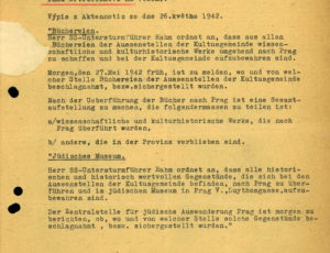 Typewritten copy of the Jewish Religious Community in Prague (Jewish Council of Elders) notices to Zentralstelle (Zentralamt) (source: http://collections.jewishmuseum.cz)