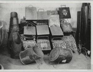 Treuhandstelle depot: Coal scuttles confiscated from Jewish households (source: http://collections.jewishmuseum.cz)